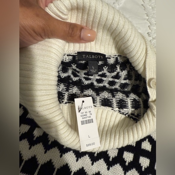 NWT Talbots Women's Black and White Sweater Size Large - Picture 2 of 8